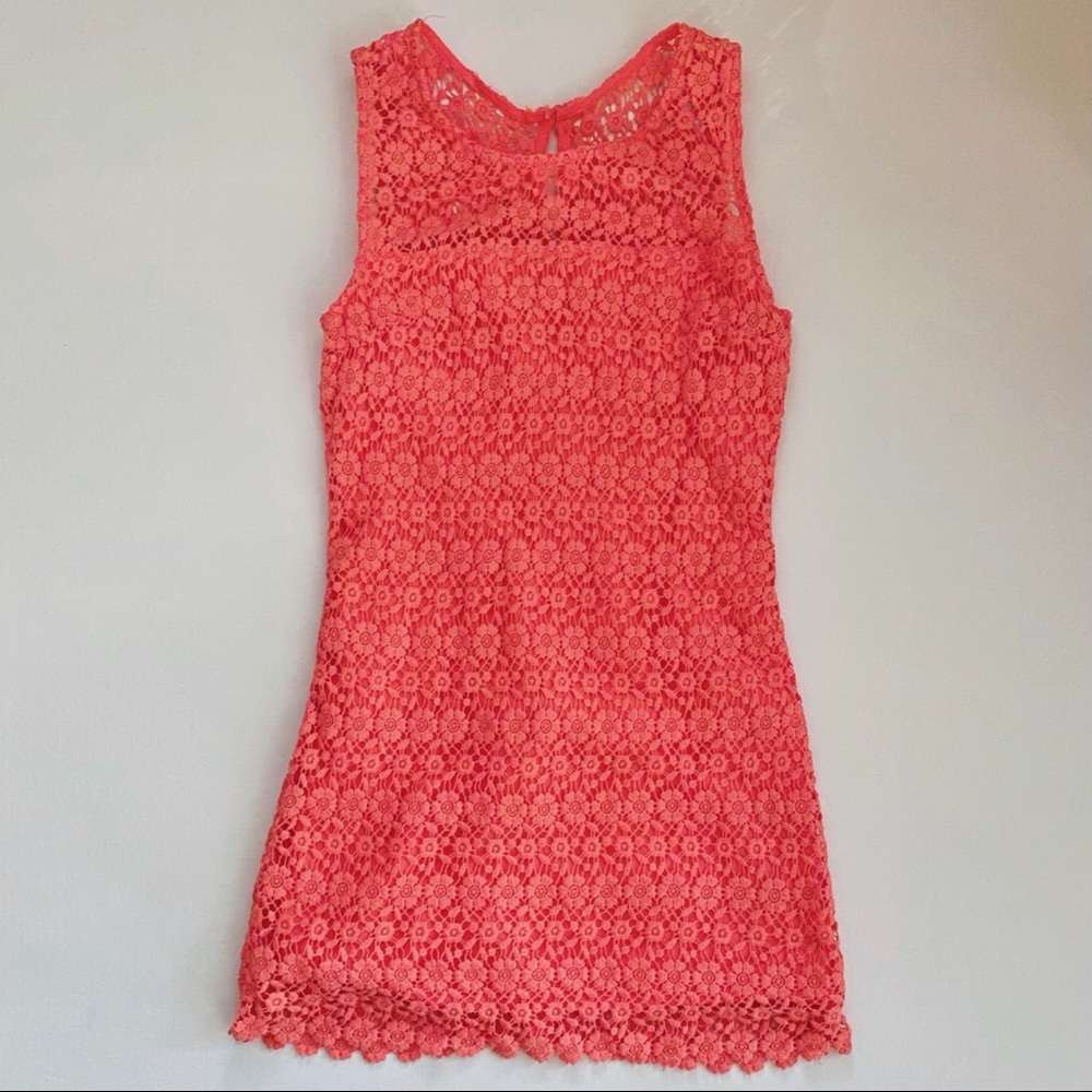 Hollister Peach Floral Lace Crochet Mini Dress